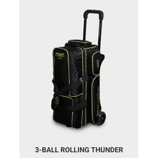 Storm豪華拉桿式三球保齡球袋，美國進口，多隔層設計，附帶滑輪，輕鬆拖行, 黑/萊姆, 1個