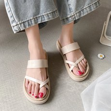 라블 여성 밀크티 스트랩 쪼리