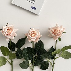 高仿真手感玫瑰花 假花 仿真玫瑰花 INS風 家居裝飾 婚慶佈置 單支手感保溼玫瑰花, 香檳色, 1個