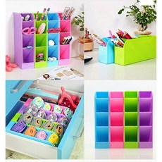 컬러 블럭 칸막이 수납 정리함 1개 정리함.수납함 화장품정리함 다용도정리함, 블루