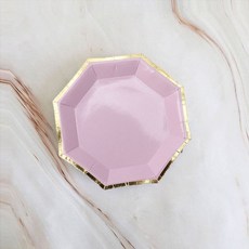 S派對 紫色純色系列 高質感派對紙盤 八角心形圓形設計, 1個, 13.5cm迷你八角盤-8入