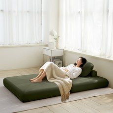 Unihome 컴포트 접이식 좌식 소파베드 고탄력 암리스형 1인용 쇼파베드, 그린