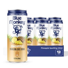Blue Monkey Sparkling Pineapple Juice - Real Fruit Juice No Sugar Added All Natural Lightly Carbo, 1개, 317g