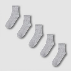 [JAJU] 자주 남 코튼 립 중목 양말 5족_멜란지 그레이