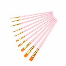 생활의지혜 미술 수채화 붓 혼합 10종 세트, 1세트, 연핑크