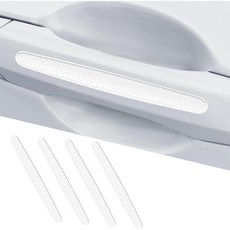 4개 반사 차량 문 손잡이 보호 스티커 긁힘 방지 검정색 8개, White-3, 4Pcs