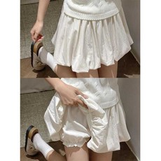 大丫 小丫【110-170cm】女童花苞半身裙 花苞短裙 女童白色短裙 夏裝白色高腰防走光蓬蓬時髦百搭短裙雲朵舞蹈