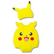 皮卡丘造型寶寶連身衣 可愛造型 柔軟舒適 方便穿脫, 皮卡丘+帽子90, 1個