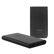 독일 안스만 슬림 보조배터리 5000mAh (USB 2포트 / 스마트폰 핸드폰 충전 등), 블랙, 1700-0066-2