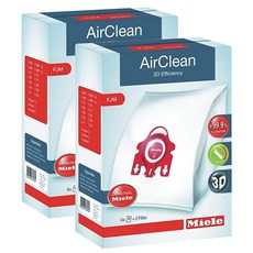 Miele 10123220 AirClean 3D 효율 더스트 백 2개 FJM 타입 4개 및 필터 12피스 세트