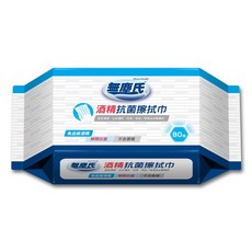 無塵氏 食品級酒精擦拭巾 80抽 瞬間揮發 無香精, 1個, 80抽1包