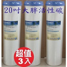 瑋潔淨水 20吋BL大胖顆粒活性碳濾心T33，全屋式水塔過濾/商業用淨水器濾芯，三入特惠, 1個