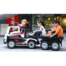 [8585童車]台中實體店. 配皮椅 拖車頭 後車斗 卡車 超大馬力.兒童電動車 遙控童車.保固一年, 1個, 紅色拖車頭+後車斗.8輪皆是發泡胎版