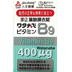 人生製藥 渡邊 B9葉酸膜衣錠 120粒, 1個