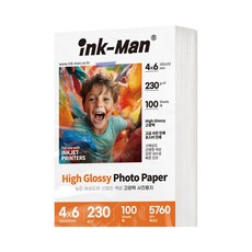 잉크맨 고광택 사진 인화지 포토페이퍼 포토용지 230g, 1개, 4X6, 100매