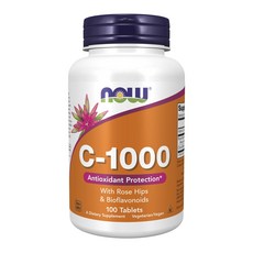 NOW Foods 維他命C-1000生物類黃酮素食膠囊 100mg, 1罐, 100顆