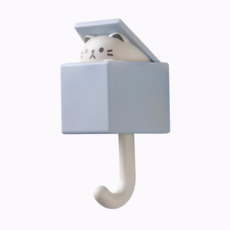 [Bunny Kitty Club] 무타공 고양이 병아리 벽걸이 후크, 1개, 블루 고양이