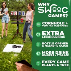 Swooc Games 코르크홀 스코어 키퍼 음료 홀더 병따개 포함