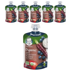 거버 스마트 플로우 어린이스무디 99g, 6개, 사과 + 적색당근 + 블루베리 + 요거트