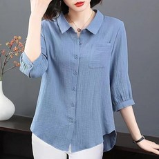 도매가격 여성용 빅사이즈 중년 루즈핏 7부소매 가디건 엄마 셔츠 중년여성 여름 상의