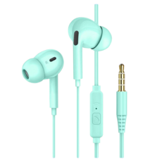 耳塞式耳機，10mm高清動單元，雙重複合振膜, 綠色, 入耳帶麥120cm