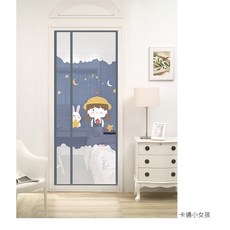 側開防蚊門簾 側開門頂部加寬魔術貼 靜音防蚊門簾, 側開 -頂部加寬小女孩送硅藻軟杯墊