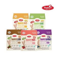 베베스트 처음먹는 칼슘 츄러스 5종 5개 딸기 블루베리 코코아 야채 치즈, 딸기3개+블루베리2개, 6.5g