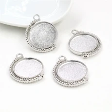 5pcs 16mm 20mm 내부 크기 회전 더블 사이드 8 컬러 카메오 카보 촌베이스 설정 매력 새로운 패션 펜던트, 02 30mm, 04 Rhodium