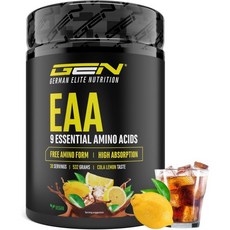 GEN GERMAN ELITE NUTRITION EAA 파우더 - 532g 휴먼 코드 포뮬러 8가지 필수 아미노산 함유 아미노 워크아웃 음료 맛있고 용해도 우수 비건 오렌지 주, cola lemon, 1개