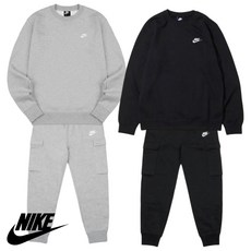 [매장발송] 나이키 남여공용 맨투맨 + 조거 세트 기모 티셔츠 카고 보온성 겨울 헬스 러닝 작업 셋업