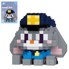 바니랜드 크레이지 주 동물 블럭 토끼 외 12종, 경찰토끼 304pcs, 1개