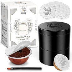 Foboull 재사용 가능한 버츄오 캡슐 키트 네스프레소 포드용 제작 도구 포함 알루미늄 호일 씰 뚜껑 100개 홀더 브러시 포드 리필용 버츄올린 248567