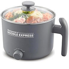 Elite Gourmet NOODLE EXPRESS™ 핫 포트 라멘 쌀 수프 스튜 준비 물 끓임 스테인리스 스틸 내부 유리 뚜껑 높음/낮음/꺼짐 설정 그레이