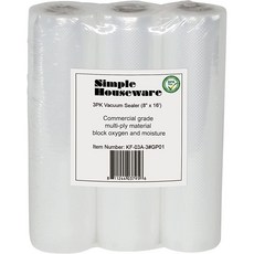 Simple Houseware 진공 밀봉 백 20.3cm x 4.9m(8인치 16피트) 수비드 롤 3팩