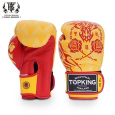 古川小夫 TOP KING BOXING 玫瑰龍頭真皮拳套-黃 泰拳拳套 拳擊拳套 踢拳拳套 泰國拳套, 1個