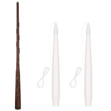 哈利波特魔法棒 懸浮LED電子蠟燭 萬聖節派對裝飾 懸浮魔杖 蠟燭燈 長條帶魚線 掛鉤杆, 1個, 12根裝水滴頭蠟燭+1根魔法棒