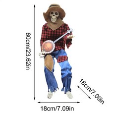 할로윈 야외 해골 인치 애니메이션 밴조 관절 가능 실내외 휴일용 뮤지컬 소품, Red, 1개