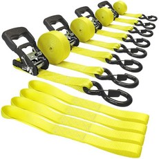 MorScan 4팩 E-Track 래칫 스트랩 5.1cm x 4.6m(2인치 x 15피트) E 트랙 타이 다운 스트랩 2kg(4.4파운드) 파손 강도 트럭 트레일러 플랫, S-Hook