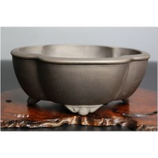 小樹安每 日本陶青園製古銅泥雲足木瓜鉢18cm，日式餐具沙拉碗，質感生活品味首選, 1個