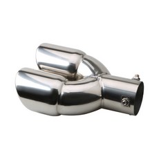 일반 모터 스테인레스 스틸 1개 더블 목구멍 수정 테일파이프 배기관 직선 블루 입 실버 이중 2개 경사, [02] Direct silver