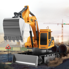 RC 굴삭기 굴착기 포크레인 백호 B/H LC, 배터리1개, 12채널 합금버전+2.4G-옐로우, 1개