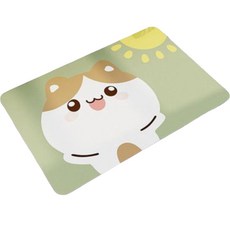 SO CUTE 矽藻泥地墊, 大臉貓-淺綠, 1個