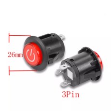 버튼 어린이를위한 OFF 차량 자동차 시작 오토바이 자전거 ON 원격 제어 28MM 26MM 1PC 스위치 전원 세발 푸시, 3Pin 26mm, 1개