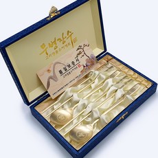 고려 장수거북 티타늄 골드 부부 금수저 2벌 선물세트 (2인용) + 품질보증서 + 고급케이스 티타늄 골드 레이저각인 수저 스테인레스18-10, 1개, 수저2벌(2인)