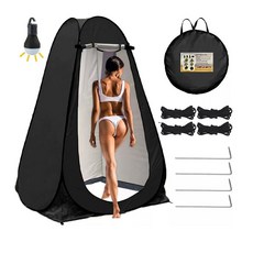 쭌스몰 캠핑 샤워텐트 간이화장실 원터치 휴대용 야외 탈의실 낚시 보온용 1인용, 1개, 블랙 2창 은색 코팅 램프 2인용 텐트: 150x150