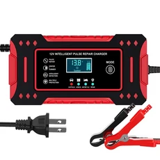 12V 6A 자동차 오토바이 배터리 충전기 디지털 지능형 완전 납산 영국 미국 AU EU 플러그, 01 red