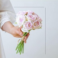 수국 알륨 조화 인테리어 부쉬 다발 장식 꽃 촬영 컬러, 손잡이 작은 로즈 라이트 퍼플 1송이