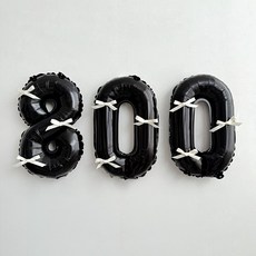 파티몬 블랙 숫자 풍선 발레코어 리본 셀프 백일 촬영 소품 용품, 1개, 8. 블랙숫자풍선+리본세트-800