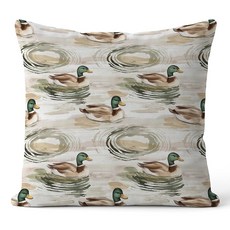 FGFK 농가 말라드 오리 베개 커버 18x18 보육 장식 베이지 깅엄 농장 동물 장식, Color-09