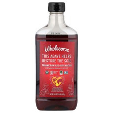 홀섬 스위트너 유기농 무가공 블루 아가베 과즙 525g(18.5oz) WHS-20182, 1개
